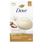 Dove Beauty Bar Soap for Nourished, Radiant Skin, Shea Butter, Enriches Skin, 106g 6 count