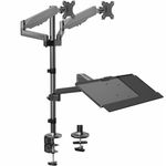 VIVO Black Dual Monitor Sit-Stand Height Adjustable Workstation, Standing Desk Mount with Pneumatic Spring, Holds 2 Screens up to 32 inches STAND-SIT2B