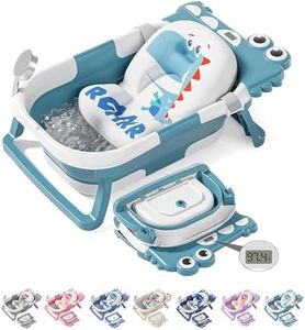 TPN Collapsible Baby Bathtub, Baby Bath Tub with Soft Cushion & Real-Time Thermometer, Baby Bathtub Infant to Toddler Tub (0-36 Months), Portable Newborn Travel Bath tub