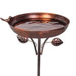 VEWOGARDEN Garden Metal Bird Bath 12" Bird Bath Bowl with 5 Prongs Base Stake, Vintage Bird Baths for Outdoors Cast Iron Birdbath Standing Bird Feeder Bath