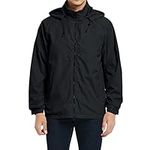 Mens Windbreaker Jacket Waterproof Lightweight Hooded Rain Jacket Packable Casual Sportswear Black L