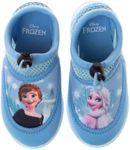 Disney Frozen Water Shoe Quick Dry Aqua Socks with Bungee lace - Anna Elsa Pool Beach Waterproof Slides Sandals for Kids Girls - Light Blue (Size 9-10 Toddler)