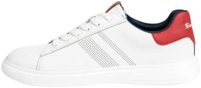 Ben Sherman Hardie Dress Tennis Shoes for Men - Men's Fashion Sneakers - Lightweight Casual Shoes, Classic Look with Comfortable Foot Pad for Everyday Shoe, White/Red, 9 US