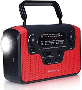 iRonsnow Hand Crank Emergency AM FM Radio, Solar Shortwave Radio, TF Card Music Speaker, LED Flashlight & Reading Lights, 2300mAh Cell Phone Charger with SOS Alarm for Camping, Indoor Outdoor Survival