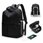 SEAFEW Gym Backpack for Women Carry On Backpack with USB Charging Port light Travel Backpack Waterproof Casual Daypack Black