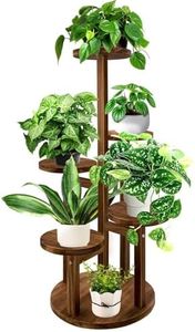 GEEBOBO Plant Stand Indoor, 5 Tier Corner Tiered Wood Tall Plant Stand For Indoor, Outdoor, Flower Plant Shelf for Living Room Bedroom, Brown