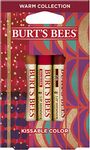 Burt's Bees Kissable Color Holiday Gift Set, 3 Lip Shimmers in Gift Box, Warm Collection in Peony, Fig & Rhubarb