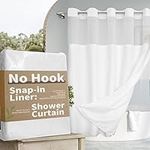 No Hook Slub Textured Shower Curtai