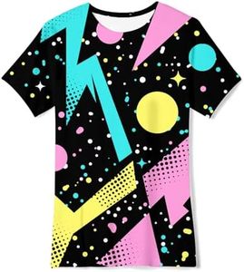 Kids Retro Shirts Boys 80s 90s Short Sleeve 3D Printed Party Shirt 9-10T Black Tees Tops