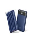 Orfeika 20000mAh Power Bank Fast Charging, Portable Charger with 4 Built-in Cables & 6 Outputs, 20W PD USB C Battery Pack Compatible with iPhone 16/15, Galaxy, Android, iPad & More (Travel Essential)