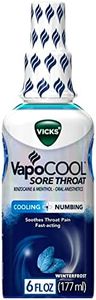 Vicks VapoCOOL Sore Throat Spray, Powerful Sore Throat Numbing Relief, Soothes Throat Pain, Fast-Acting, with Benzocaine & Menthol - Oral Anesthetics, Winterfrost Flavor, 6 FL OZ