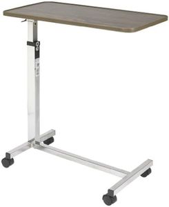 Drive Medical Tilt-Top Overbed Table with Wheels, Walnut