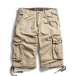 OCHENTA Men's Cotton Loose Fit Multi Pocket Cargo Shorts - - 38