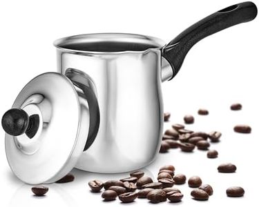 Stock Your Home 24oz Turkish Coffee Pot Set with Lid, Small Saucepan Coffee Maker, Mini Sauce Pan Butter Melter, Stainless Steel Milk Warmer Pots for Stove Top