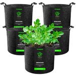 VIVOSUN 5-Pack 1 Gallon Heavy Duty Thickened Nonwoven Fabric Pots Grow Bags with Handles