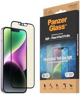 PanzerGlass™ Protector de Pantalla Anti-luz Azul para iPhone 14 Plus | Ajuste Ultra Amplio resistente a los arañazos y amigable con los ojos con filtro de luz azul para protección de la retina |