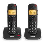 Binatone 3805 Big Button Speakeasy Cordless Twin Dect Phone, Hearing Aid Compatible, Up to 10hrs Talk Time, 20 Names Phonebook, Black