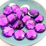 MajorCrafts® 48pcs 20mm Star Facets Large Flat Back Round Acrylic Rhinestones Craft Gems (Royal Purple)