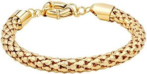 Barzel 18K Gold Plated Popcorn Mesh Bracelet for Women, 7.5 Inches - Made in Brazil