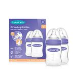 Lansinoh Baby Bottle Pack of 2 with NaturalWave Teat (160 ml), Anti-colic, Plastic 100% BPA & BPS free, Slow Flow silicone teat which is soft and flexible, purple