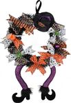 SHAVINGFUN Halloween decorations,Halloween Wreaths, 24' 'Halloween Front Door Wreath witch leg wreath front door window fireplace decoration Indoor Outdoor Halloween Decor