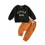 Toddler Boy's Casual Tracksuit Long Sleeve Sweatshirt Tops + Pants 2PCS Sweatsuit Clothes (18-24 Months, Little Dude-Black)