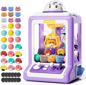 Jovow Claw Machine for Kids, Mini Vending Machine with Game Coins & Music, Prize Dispenser Toys for Girls and Boys, Electronic Claw Game Machine for Party Birthdays, Includes 30 Mini Toys