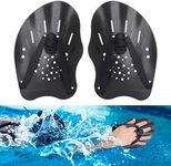 Hianjoo Swimming Hand Paddles for Adult and Junior (1 Pair), Power Strength Train Swim Fins Pool Exercise Swimming Accessories for Novice and Professional Use (Black)