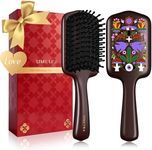 SIMETRA Wooden Paddle Hair Brush Unique Pattern Hair Brushes for Women Wet Brush Detangling Brush Guinean Ovangkol Hardwood Bristles for Scalp Massage for Men Kids for All Hair Types Gift (Fox)