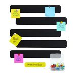 RANUR Self Adhesive Felt Bulletin Bar Strip, Reminder Board with 35pcs Drawing Pins, Lightweight to Do List Board for Wall Soft Board for Study Room, Photos, Schedules, Size 33 X 5 X 1.3 cms (Black)