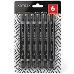 Arteza Fabric Markers, Black Color, Permanent Dual-Tip Pens (Set of 6)