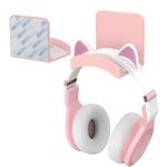 SPORTLINK Headset Stand for Most Headphones - Headphone Holder & Hook 2 in 1, Fixed on The Wall or Desk with Non-Slip Silicone Pad [Rugged and Durable], A Space-Saving Stand for Headsets (Pink)