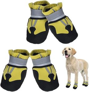Avvrel Bottes pour Chien - 4pcs Antidérapantes avec Sangle Réfléchissante, Imperméables, Protection pour Petits à Moyens Chiens (S, Jaune)