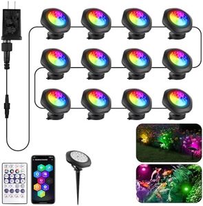 T-SUN Smart RGB Pond Lights, Halloween Outdoor Underwater Light with App & Remote, IP68 Waterproof Submersible Fountain Light, Music Sync, 16M Colors, Timer, Dimmable, Koi Pond, Garden