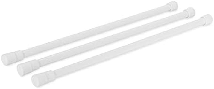 Camco 44053 28" RV Refrigerator Bar, Holds Food and Drinks in Place During Travel, Prevents Messy Spills, Spring Loaded and Extends Between 16" and 28" - White (3 Pack) (44074)