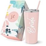 SassyCups Bride Tumbler Cup | Vacuum Insulated Stainless Steel Drink Cup with Straw for Bride to Be | Engagement Glass | Newly Engaged Travel Mug | Future Mrs Bachelorette Cup (22 Ounce, Blush)