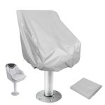 LTXDJ Boat Seat Cover, Outdoor Waterproof Captain Boat Chair Seat Cover, Foldable Pedestal Pontoon Chair Cover, UV Resistant 420d Oxford Fabric Helm Chair Protective Cover White