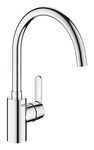 GROHE Get – 1 Lever Kitchen Mixer Tap (High C-Spout Size 353mm, Selectable Swivel Range, Ceramic Cartridge 35mm, Tails 3/8 Inch, Easy to Install with QuickMount), German Engineering, Chrome, 31494001