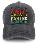 World's Best Farter I Mean Father Hats for Men Papa, Funny Adjustable Washed Cotton Embroidered Dad Baseball Cap, Black, One Size