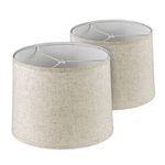 Youroke 2-Pack Natural Linen Lamp Shades, 11.6 x 12.6 9.8 Inch Fabric Drum Lampshades Hand Crafted Medium Lampshade Covers Required Assembly for Table Lamp, Bedside Floor Spider Fitter, Flaxen