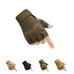 HYCOPROT Fingerless Tactical Gloves, Knuckle Protective Breathable Lightweight Outdoor Military Gloves for Shooting, Hunting, Motorcycling, Climbing