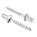 uxcell Blind Rivets, 304 Stainless Steel Pull Rivets Core Decoration Rivets 4.8mm Diameter 10mm Grip Length Silver Tone, 50pcs