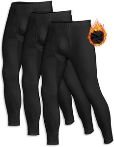 ZUTY 3 Pack Long Johns for Men Thermal Underwear Bottom Fleece Lined Pant Men's Leggings Base Layer for Cold Weather Black-Black-Black M