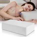 Cube Memory Foam Pillow for Side Sleepers (24"x12"x5" Medium Support), Thick Bed Pillow for Sleeping with Bamboo Cover, Rectangle Pillow for Neck and Shoulder Pain Relief - King, Queen, Square | White