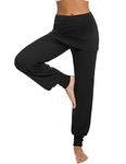 Terecey Yoga Pants for Women,Trousers Loose Fit Cotton Soft High Waist Trousers with Loose Fit for Yoga Pilates Black