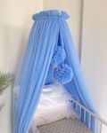Baby Fancyroom Bed Canopy Blue with Pompoms
