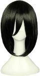 Angelaicos Unisex Straight Fiber Costume Cosplay Party Full Bob Wigs Short Black