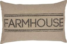 VHC Brands Sawyer Mill Charcoal Farmhouse Decor Bedding Cotton Text Rectangle Throw Pillow Cover w/Insert