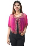 Matelco Women Net Poncho Cape (Dark Pink-Golden)