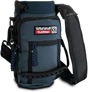 Wild Wolf Outfitters Water Bottle Holder for 32oz Bottles Blue - Carry, Protect and Insulate Your Best Flask with This Military Grade Carrier w/ 2 Pockets & an Adjustable Padded Shoulder Strap.